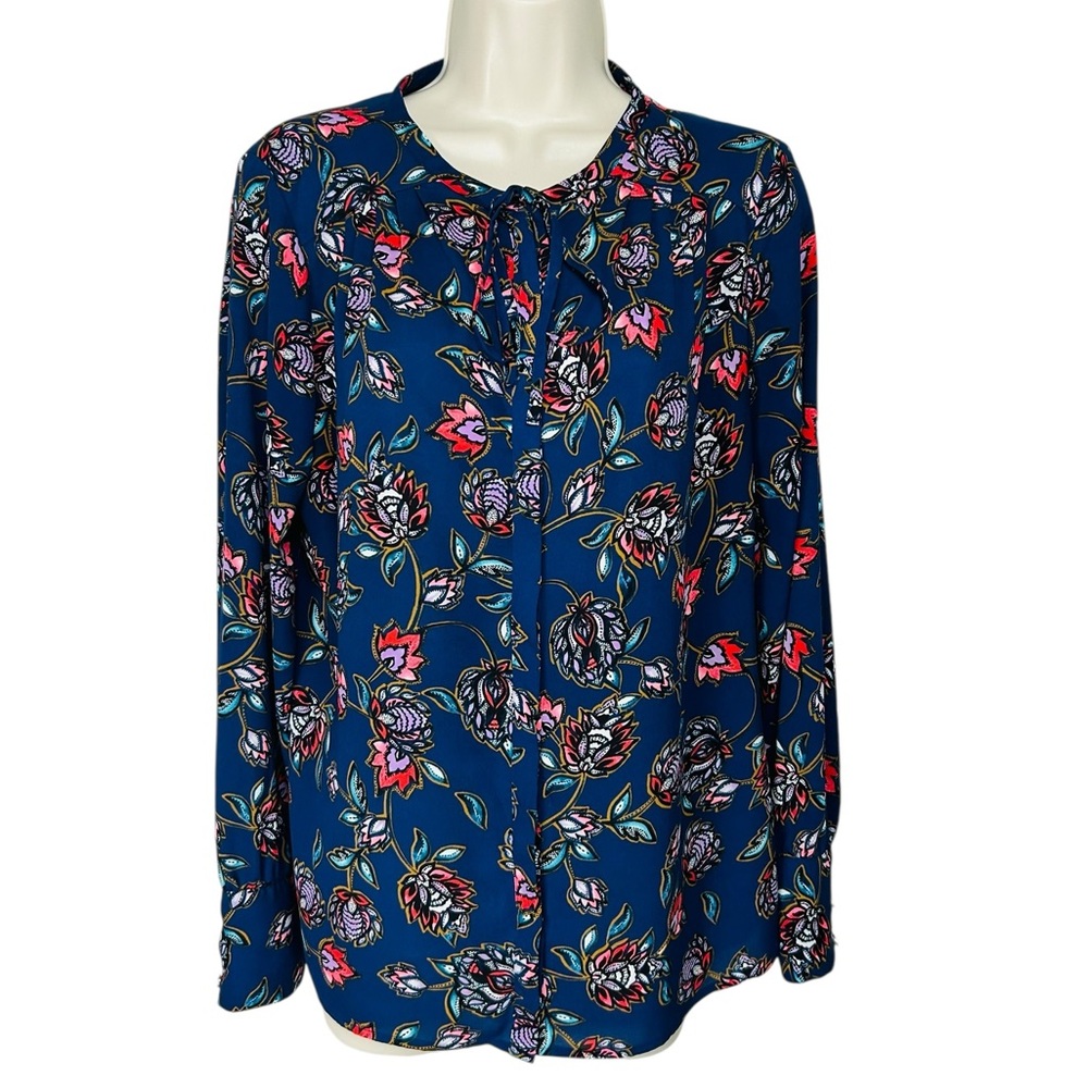 Express Navy Floral Blouse